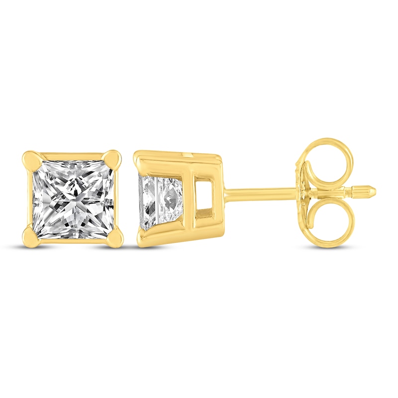 Princess-Cut Diamond Solitaire Stud Earrings 1/2 ct tw 14K Yellow Gold (J/I3)