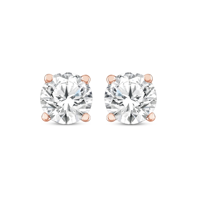 Round-Cut Diamond Solitaire Stud Earrings 3/4 ct tw 14K Rose Gold (J/I3)