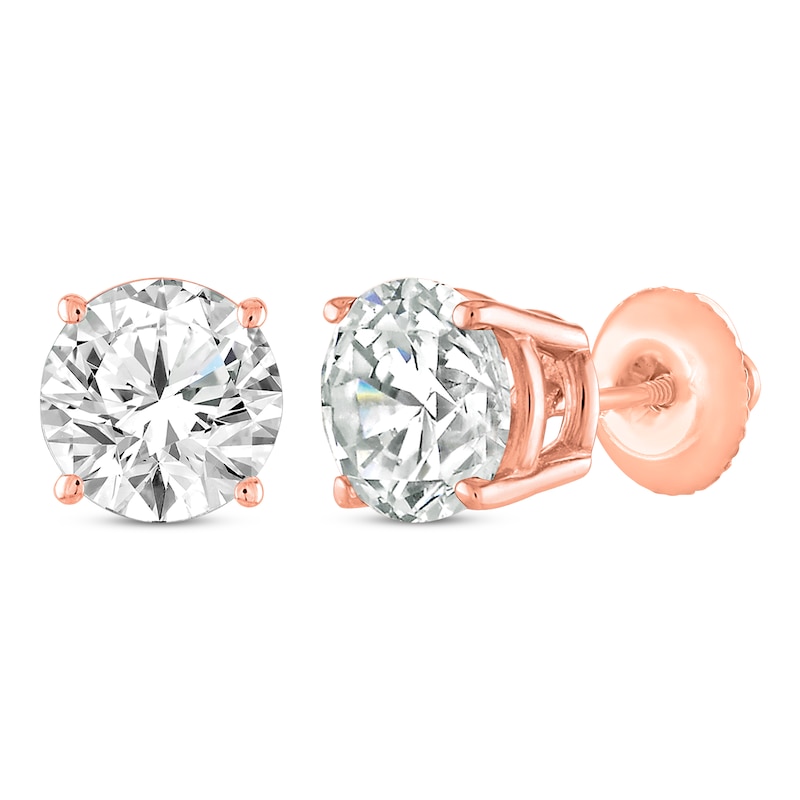 Main Image 1 of Round-Cut Diamond Solitaire Stud Earrings 1 ct tw 14K Rose Gold (J/I3)