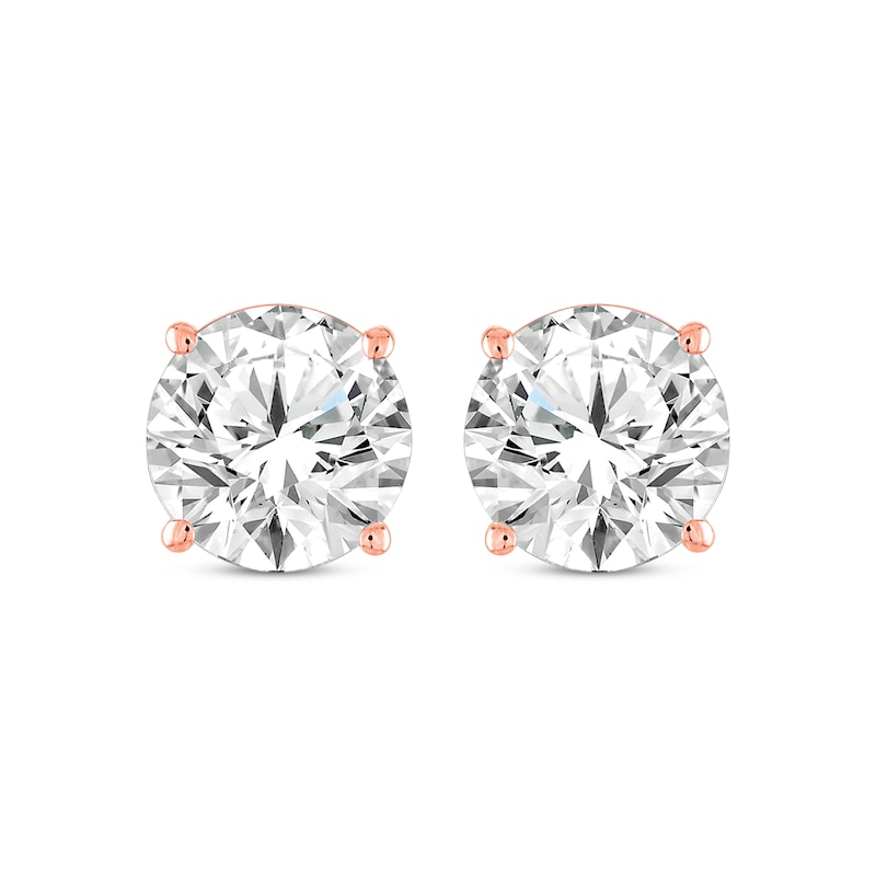 Main Image 2 of Round-Cut Diamond Solitaire Stud Earrings 1 ct tw 14K Rose Gold (J/I3)
