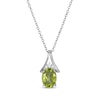 Thumbnail Image 0 of Oval-Cut Peridot & White Lab-Created Sapphire Necklace Sterling Silver 18"