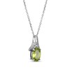 Thumbnail Image 2 of Oval-Cut Peridot & White Lab-Created Sapphire Necklace Sterling Silver 18"