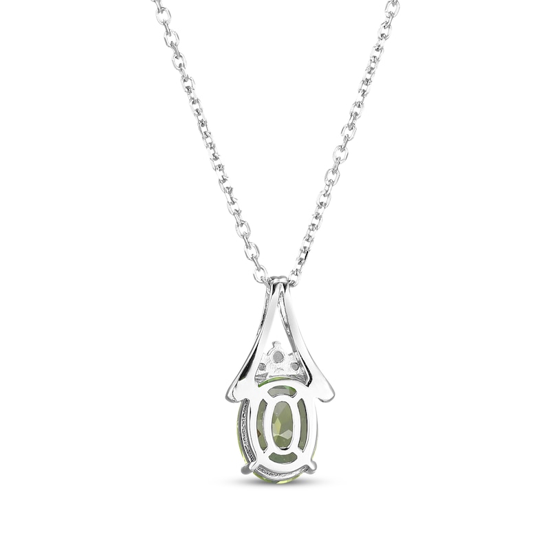 Main Image 3 of Oval-Cut Peridot & White Lab-Created Sapphire Necklace Sterling Silver 18"