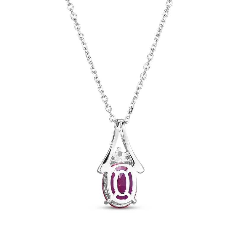 Main Image 3 of Oval-Cut Lab-Created Ruby & White Lab-Created Sapphire Necklace Sterling Silver 18"