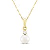 Thumbnail Image 1 of Cultured Pearl & Diamond Accent Necklace 10K Yellow Gold 18"