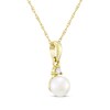 Thumbnail Image 2 of Cultured Pearl & Diamond Accent Necklace 10K Yellow Gold 18"