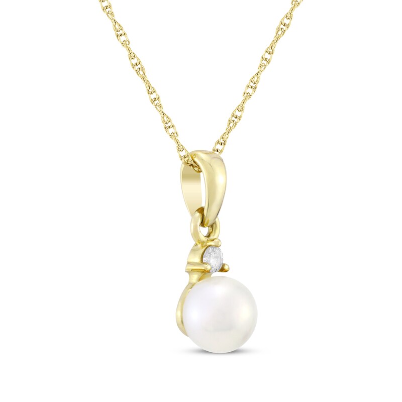 Main Image 2 of Cultured Pearl & Diamond Accent Necklace 10K Yellow Gold 18"