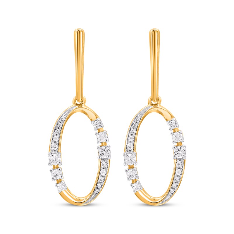 Main Image 2 of Diamond Oval Drop Earrings 1/4 ct tw 10K Yellow Gold