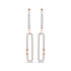 Thumbnail Image 2 of Baguette & Round-Cut Diamond Elongated Dangle Hoop Earrings 1/3 ct tw 10K Rose Gold
