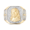 Thumbnail Image 4 of Men's White & Black Diamond Face of Jesus Signet Ring 1 ct tw 10K Yellow Gold