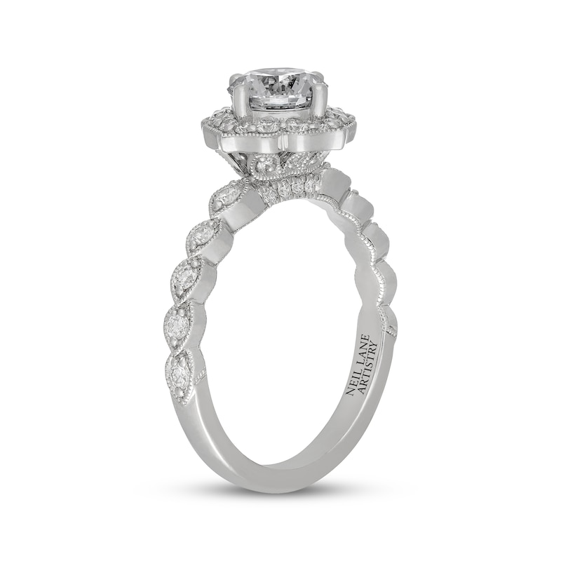 Main Image 2 of Neil Lane Artistry Heritage Round-Cut Lab-Grown Diamond Halo Engagement Ring 1-1/2 ct tw 14K White Gold