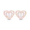 Thumbnail Image 2 of Diamond Double Heart Stud Earrings 1/2 ct tw 10K Rose Gold