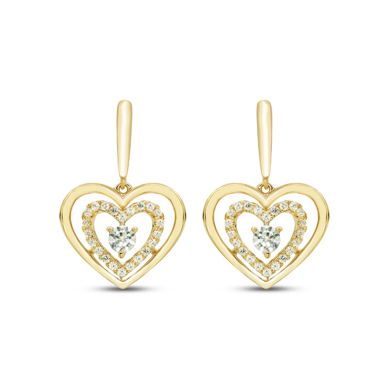 Main Image 2 of Diamond Double Heart Dangle Earrings 1/3 ct tw 10K Yellow Gold