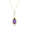 Thumbnail Image 1 of Pear-Shaped Amethyst & Diamond Necklace 1/4 ct tw 10K Yellow Gold 18"