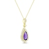 Thumbnail Image 2 of Pear-Shaped Amethyst & Diamond Necklace 1/4 ct tw 10K Yellow Gold 18"