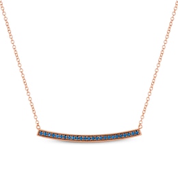 Le Vian Blue Sapphire Curved Bar Necklace 14K Strawberry Gold 18"