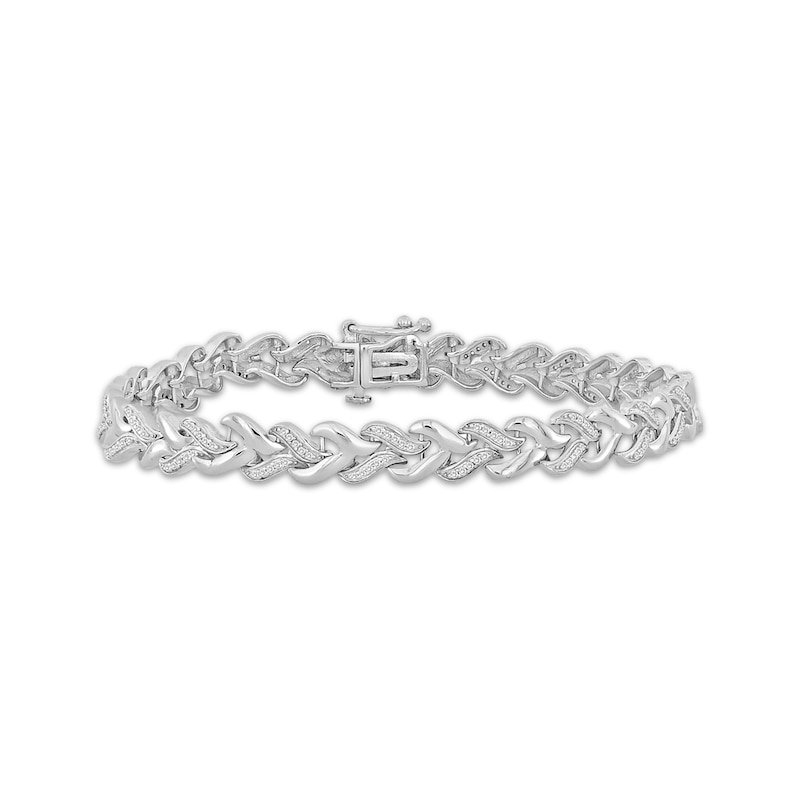 Main Image 1 of Diamond Swirl Link Bracelet 1/3 ct tw Sterling Silver 7"