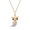 Thumbnail Image 1 of Citrine & Diamond Owl Necklace 1/8 ct tw 10K Yellow Gold 18"