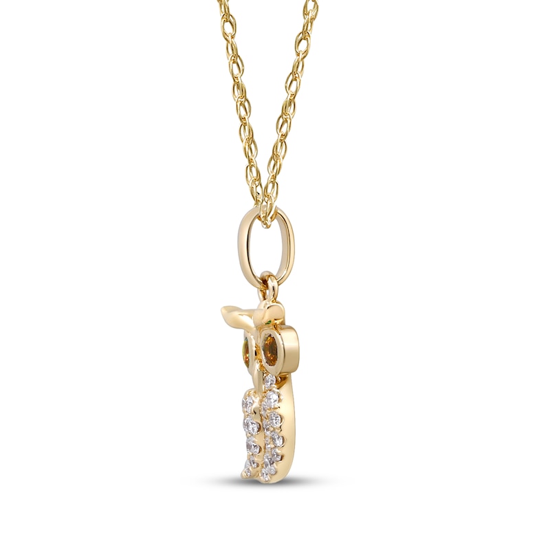 Main Image 2 of Citrine & Diamond Owl Necklace 1/8 ct tw 10K Yellow Gold 18"