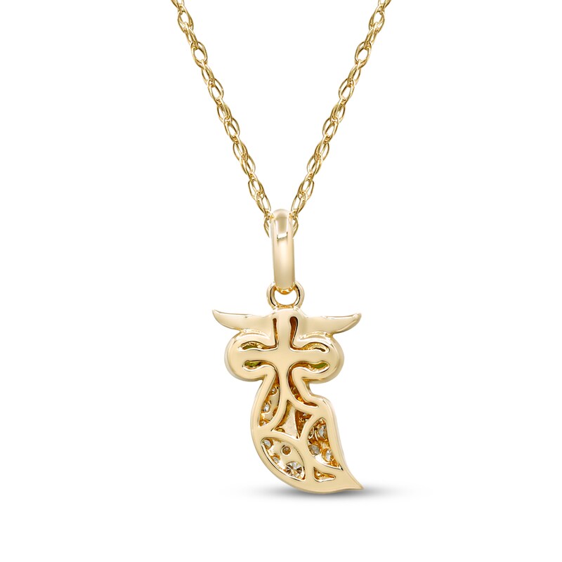 Main Image 3 of Citrine & Diamond Owl Necklace 1/8 ct tw 10K Yellow Gold 18"