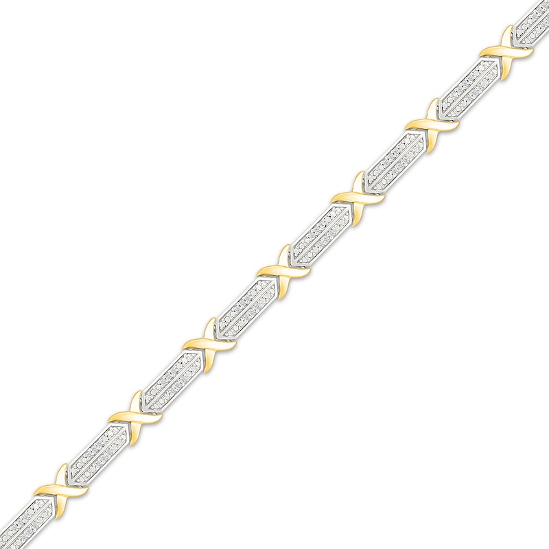 Main Image 2 of Diamond X-Link Bracelet 1/5 ct tw Sterling Silver & 10K Yellow Gold 7.5"
