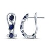 Thumbnail Image 3 of Oval-Cut Natural Blue Sapphire & Diamond Earrings 1/20 ct tw 14K White Gold