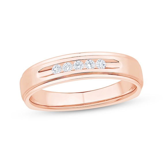 Men's Five-Stone Diamond Wedding Band 1/8 ct tw 10K Rose Gold