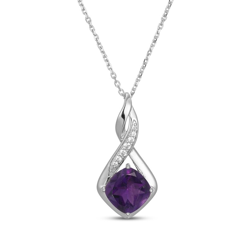 Main Image 2 of Cushion-Cut Amethyst & White Lab-Created Sapphire Necklace & Earrings Gift Set Sterling Silver