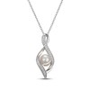 Thumbnail Image 1 of Cultured Pearl & White Lab-Created Sapphire Infinity Necklace Sterling Silver 18"