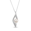 Thumbnail Image 2 of Cultured Pearl & White Lab-Created Sapphire Infinity Necklace Sterling Silver 18"
