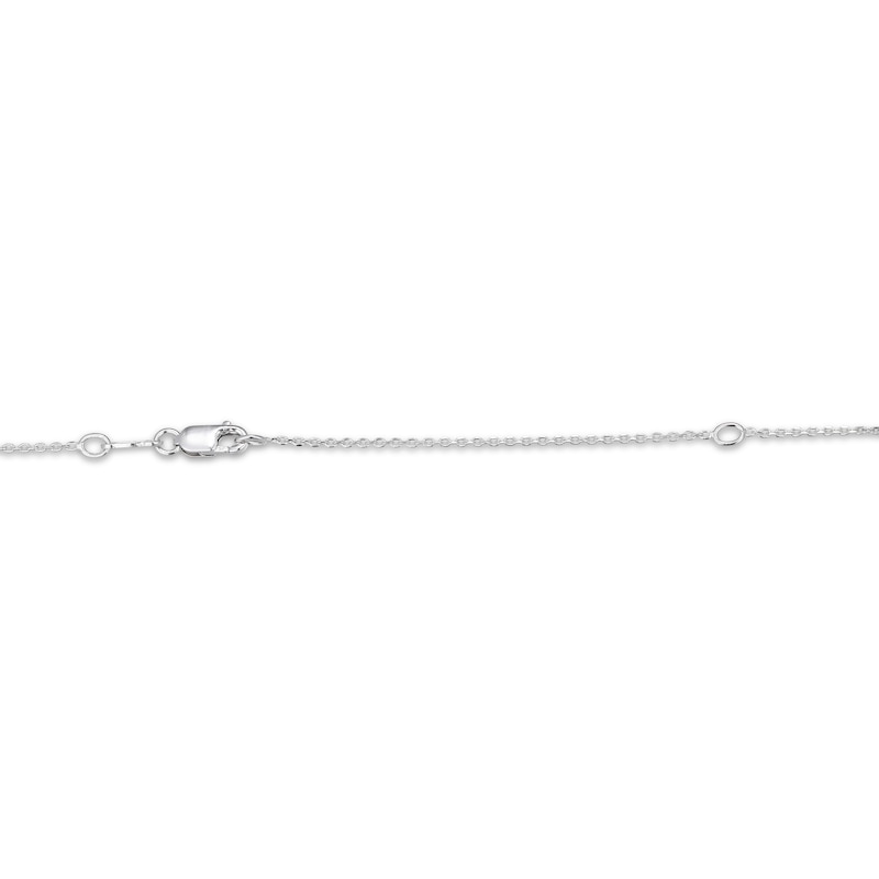 Main Image 4 of Cultured Pearl & White Lab-Created Sapphire Infinity Necklace Sterling Silver 18"