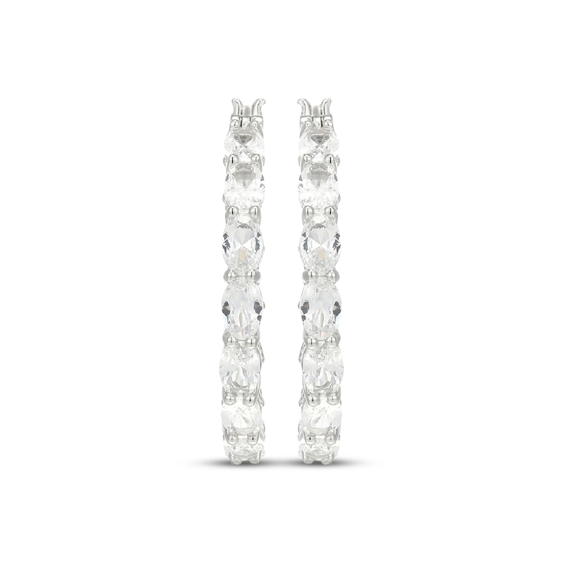 Main Image 2 of Oval-Cut White Lab-Created Sapphire Hoop Earrings Sterling Silver