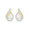 Thumbnail Image 2 of Pear-Shaped Lab-Created Opal & White Lab-Created Sapphire Flame Earrings Sterling Silver & 10K Yellow Gold