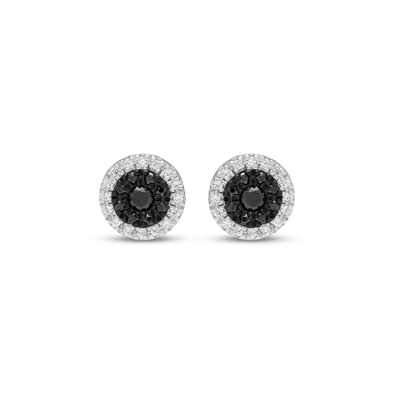 Main Image 2 of Black & White Diamond Halo Stud Earrings 1/5 ct tw 10K White Gold