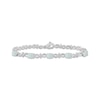 Thumbnail Image 1 of Oval-Cut Lab-Created Opal & White Lab-Created Sapphire Infinity Link Bracelet Sterling Silver 7.5"