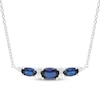 Thumbnail Image 1 of Memories Moments Magic Oval-Cut Blue Lab-Created Sapphire & Diamond Necklace 1/20 ct tw Sterling Silver 18"