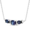 Thumbnail Image 2 of Memories Moments Magic Oval-Cut Blue Lab-Created Sapphire & Diamond Necklace 1/20 ct tw Sterling Silver 18"
