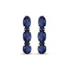 Thumbnail Image 2 of Oval-Cut Blue Lab-Created Sapphire Three-Stone Hoop Earrings