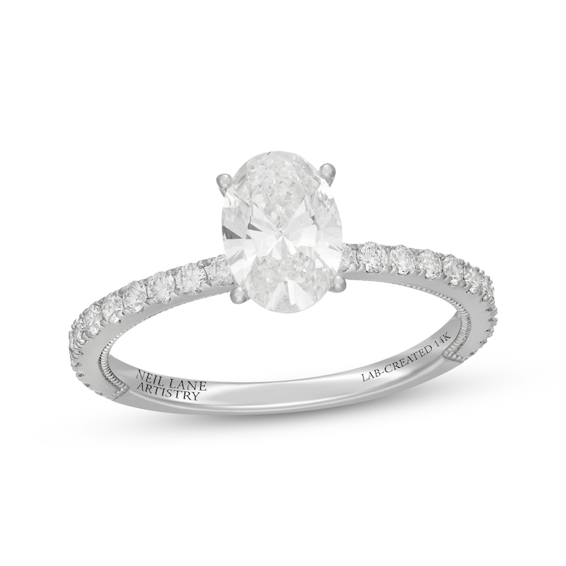 Main Image 1 of Neil Lane Artistry Oval-Cut Lab-Grown Diamond Hidden Halo Engagement Ring 1-1/3 ct tw 14K White Gold