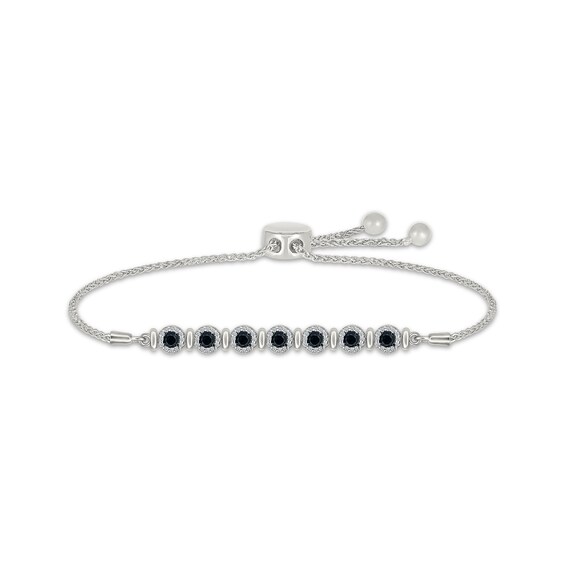 Black & White Diamond Halo Bolo Bracelet 1 ct tw Sterling Silver