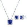 Thumbnail Image 1 of Cushion-Cut Blue Lab-Created Sapphire & White Lab-Created Sapphire Gift Set Sterling Silver