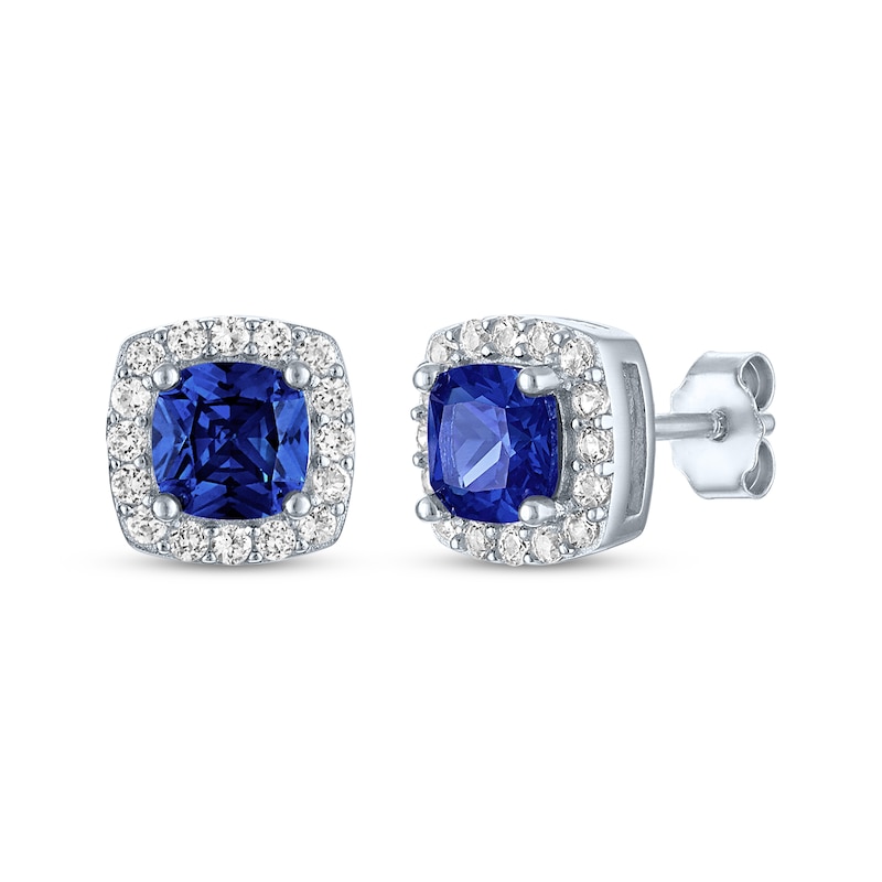 Main Image 3 of Cushion-Cut Blue Lab-Created Sapphire & White Lab-Created Sapphire Gift Set Sterling Silver