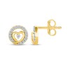 Thumbnail Image 3 of Diamond Heart Halo Stud Earrings 1/10 ct tw 10K Yellow Gold