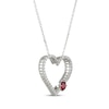 Thumbnail Image 2 of Garnet & White Lab-Created Sapphire Heart Necklace Sterling Silver 18"
