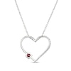 Thumbnail Image 3 of Garnet & White Lab-Created Sapphire Heart Necklace Sterling Silver 18"