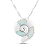 Thumbnail Image 1 of Lab-Created Opal Nautilus Shell Necklace Sterling Silver 18"