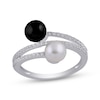 Thumbnail Image 1 of Cultured Pearl & White Lab-Created Sapphire Ring Sterling Silver