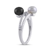 Thumbnail Image 2 of Cultured Pearl & White Lab-Created Sapphire Ring Sterling Silver