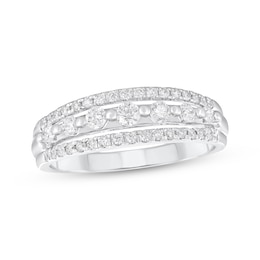 Adore Diamond Three-Row Anniversary Ring 1/2 ct tw 10K White Gold