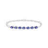 Thumbnail Image 1 of Pear-Shaped Blue Lab-Created Sapphire Chain Link Bracelet Sterling Silver 7.25"